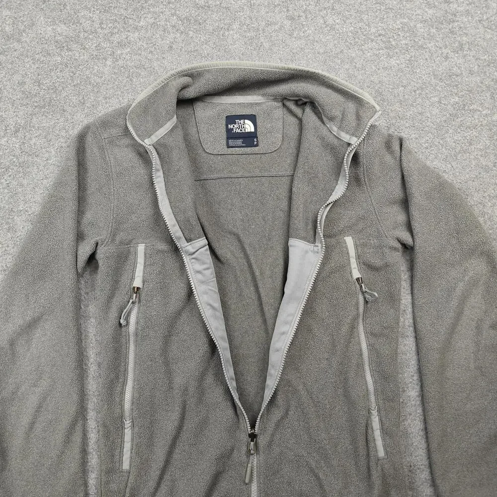 The North Face Jacket Mens Small Gray Fleece Full Zip Stand-Up Collar Pockets